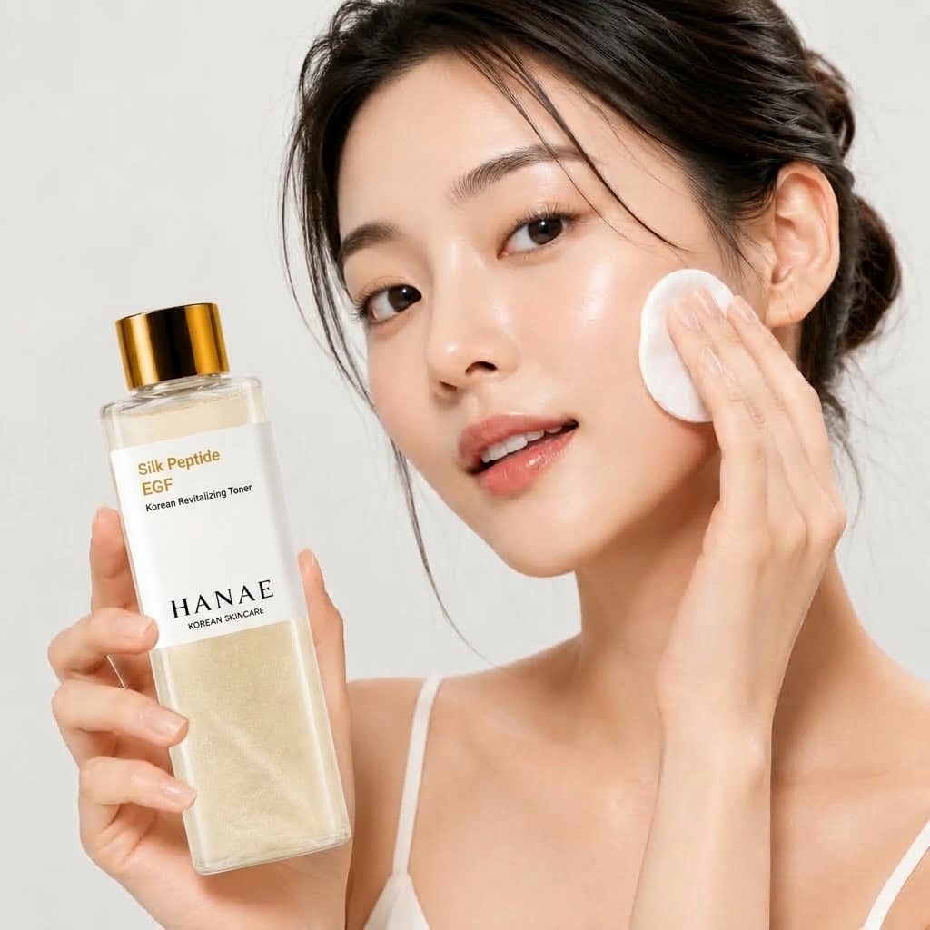 Silk Peptide EGF Toner skincare application